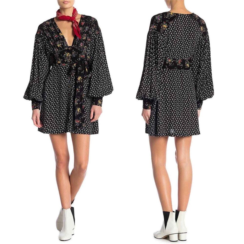 Free People Wonderland  Dress XS Ditsy Floral Fairy Grunge Boho Euro Summer